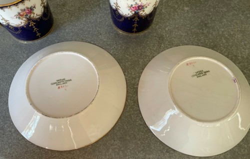 Antique Spode Copeland's China Cups & Saucers x2 Gilt Ultramarine Rosebud R3271 - Picture 11 of 12