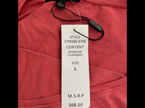 For Cynthia Sz L salmon long sleeve Knit Top Shirt NWT - Picture 5 of 5