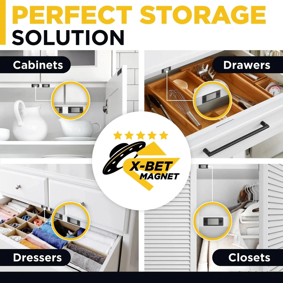 4 juegos de cerraduras magnéticas para cierres de puerta de gabinete cerraduras de cajón ultrafinas Foto 4 de 4