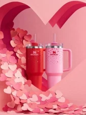 Stanley X Target Valentines Day 40 oz Flowstate Tumbler Ruby & Sweet Hearts Set