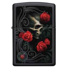 Image of NEW ZIPPO ANNE STOKES SKULL AND ROSES PETROL CIGARETTE LIGHTER DESIGN WINDPROOF