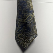 Perry Ellis Portfolio Necktie Gold Carver Paisley Pattern MSRP 55