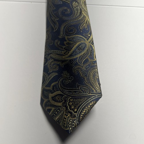 Perry Ellis Portfolio Necktie Gold Carver Paisley Pattern MSRP $55 - 第 1/4 張圖片