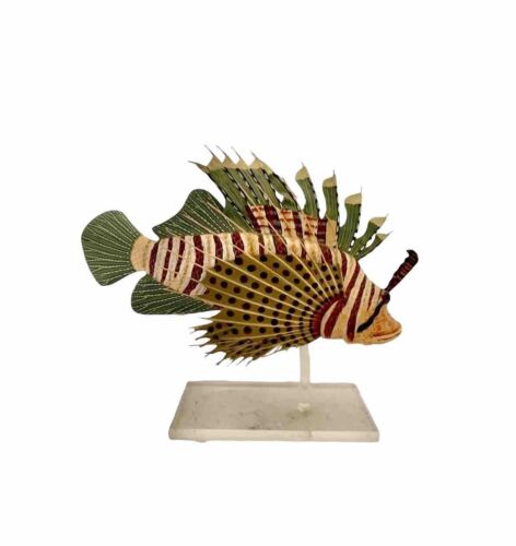 Lion Fish Figurine Tropical Lionfish Mixed Material Statue on Acrylic Base - Afbeelding 1 van 6