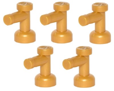 LEGO 5 New Taps Pearl Gold 1 x 1 without Nozzle Hole End Part 4599b PG01