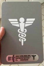 • STAR TREK • WHITE VINYL MEDICAL CADUCEUS & 3 SILVER FOIL PROP REPLICA DECALS •