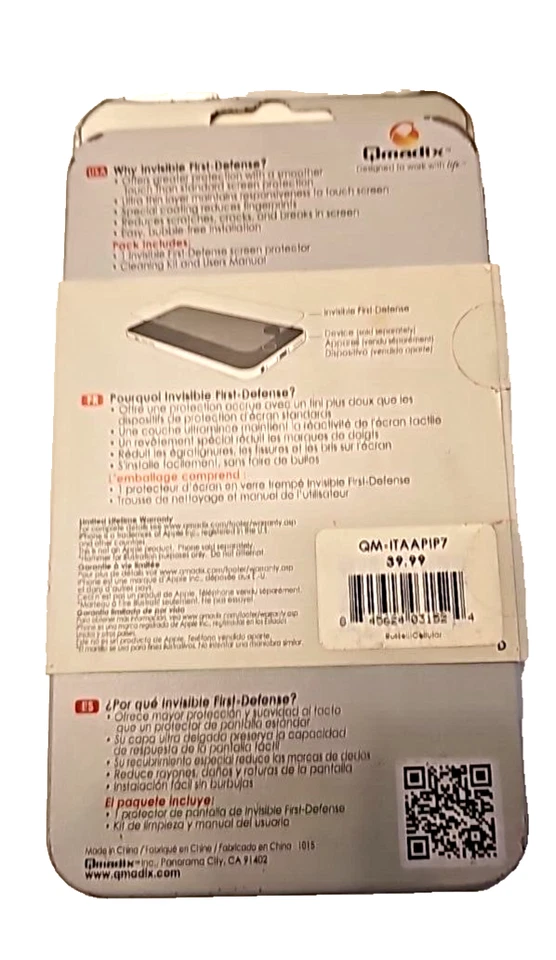 Protector de pantalla de vidrio templado Qmadix First Defense para Apple iPhone 6 6s 7 8 Foto 4 de 4