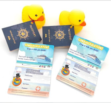 Cruise Duck Tags Set - 35 Tags, 50 Rubber Bands, Ducking Game Cards Cruise NEW