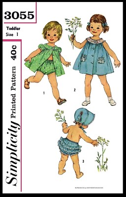 Simplicity 3055 Pattern Toddler Topper Ruffled Panties & Bonnet Hat