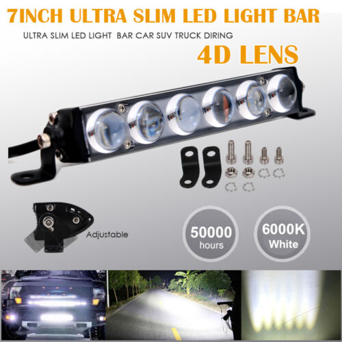 7inch 4D Slim LED Work Light Bar Spot Beam Single Row Offroad Car Truck ATV SUV - Picture 1 of 12