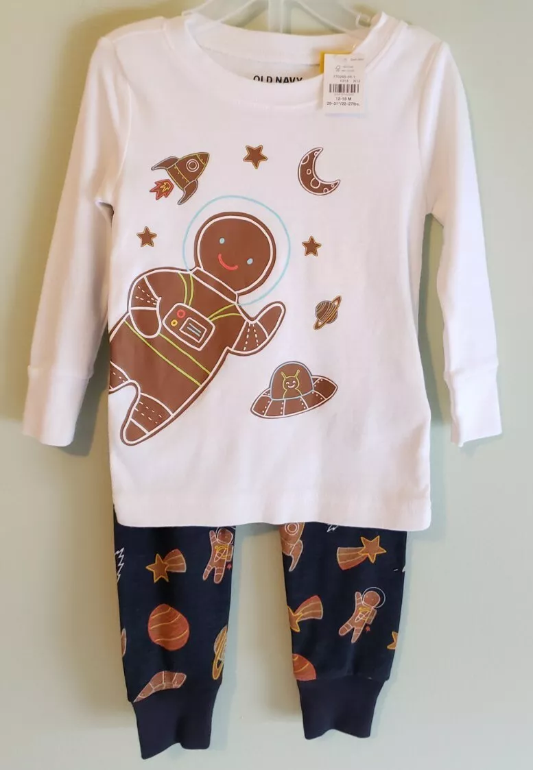 Old Navy Boys 12 18 MONTHS Gingerbread Holiday Christmas Pajamas