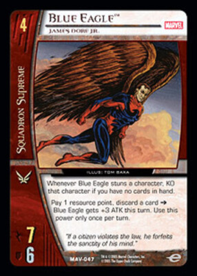 VS System: Blue Eagle, James Dore Jr. [Played] Marvel The Avengers TCG CCG Class