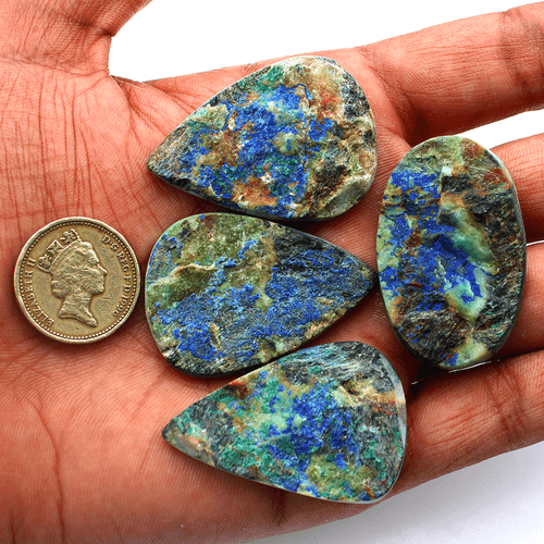4 Pcs Natural Arizona Azurite Malachite Collectible Raw Face Druzy Crystal Reiki - Afbeelding 2 van 12