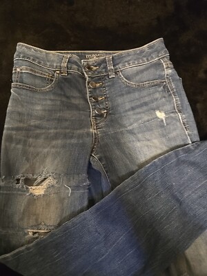 Maurices EverFlex High Rise Distressed Jeans Skinny Size Long