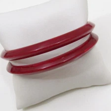 2 Vintage Bakelite Bangle Bracelets Cherry Red Simichrome Tested