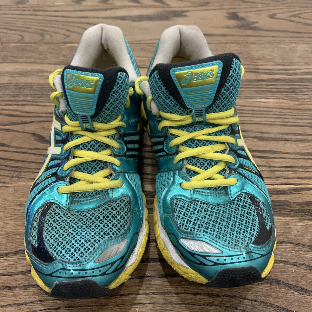 Asics Gel Nimbus 15 Running Shoes Womens Sz 8 Turquoise Green