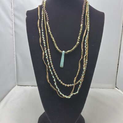 BKE 4 tiered turquoise , gold, brown necklace NWT