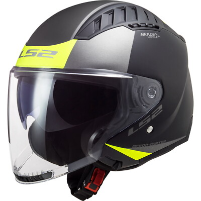 LS2 OF600 Copter Jethelm Urbane matt schwarz/gelb Motorradhelm Rollerhelm 