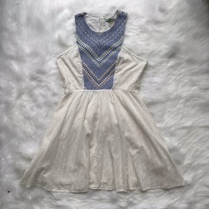 blue and white halter dress