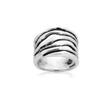Sterling Silver Polished Hollow Curved Fashion Ring, Size 8