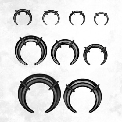 Septum Pincher Black Acrylic Crescent Tapers Bull Stretchers Expander Ear O Ring