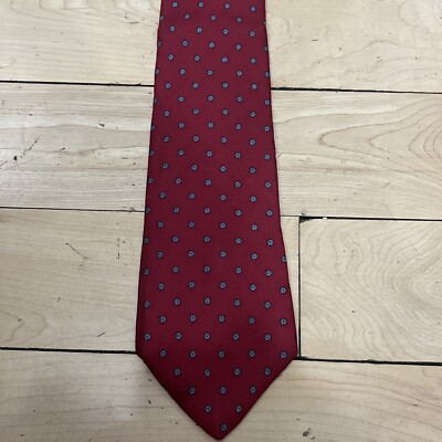 New With Slight Defect Christian Dior Mens Tie, Red Pattern, Silk See Photos