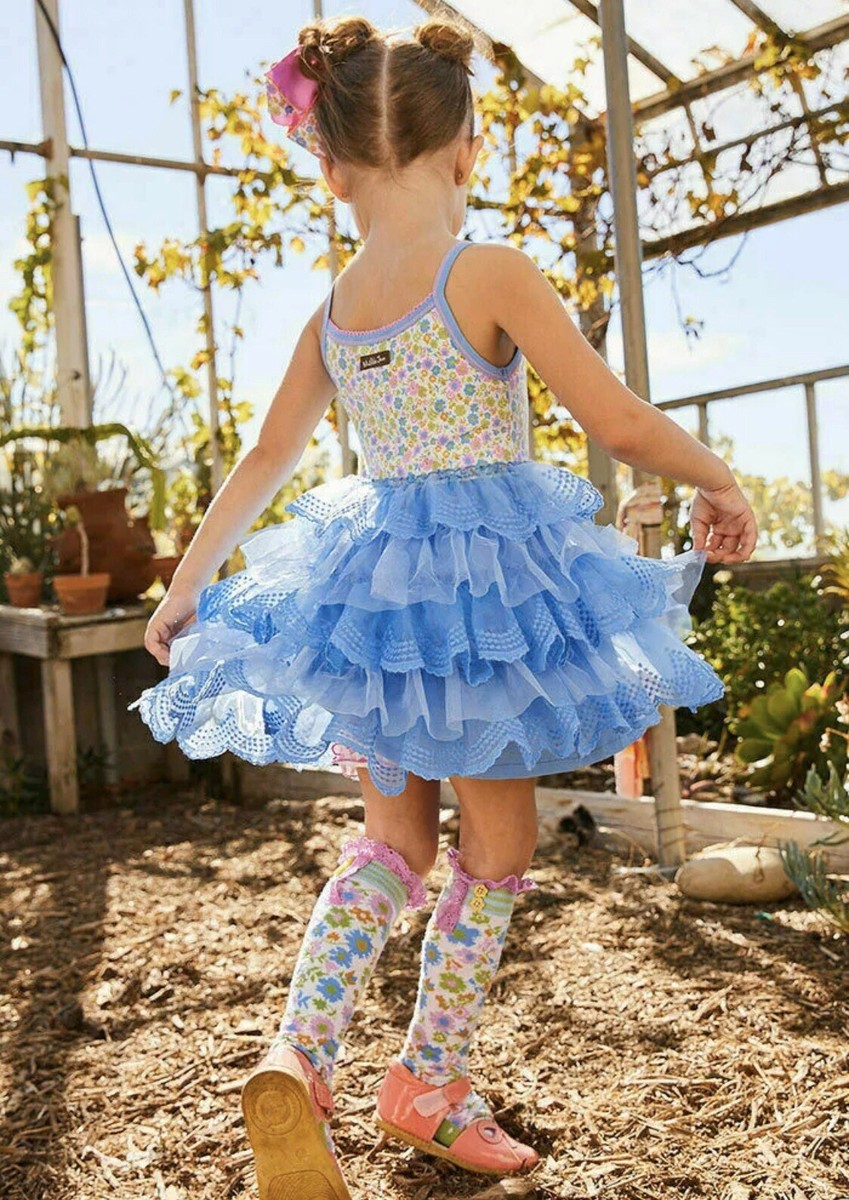 matilda jane dress Matilda Jane 6T Blue/Pink Dress w/ Leggings-EUC main image 0