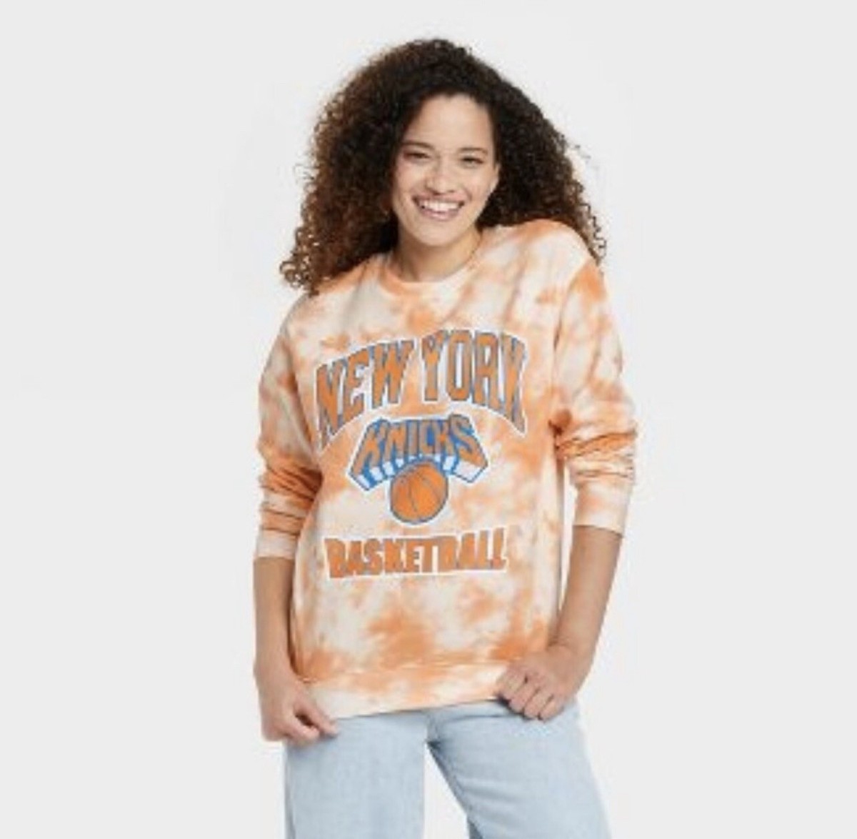 NWT New York Knicks XL Orange White Tie Dye Pullover Sweatshirt
