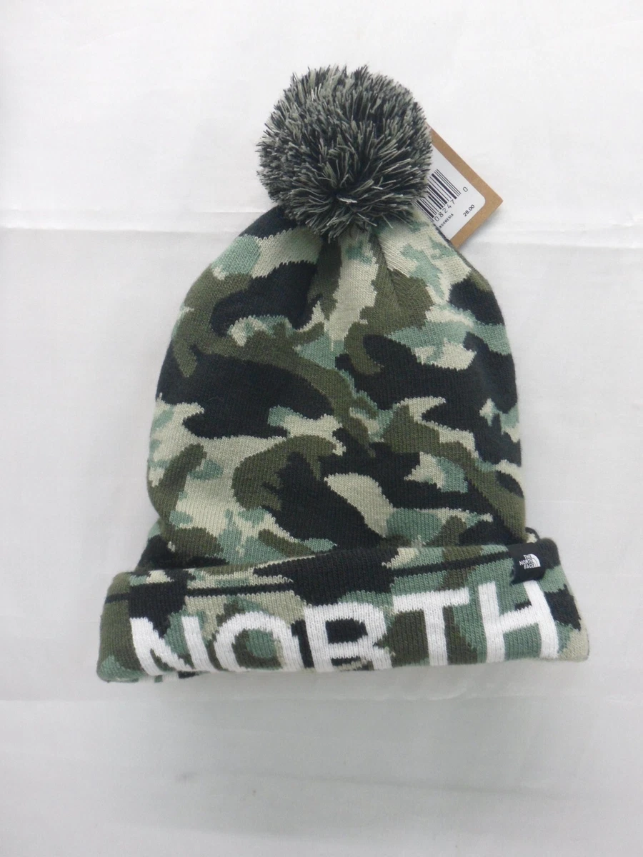 north face camo beanie