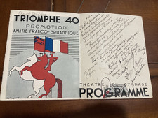 PROGRAMME TRIOMPHE 40 PROMOTION AMITIE FRANCO-BRITANNIQUE MANUSCRITS SIGNATURES