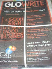 Glowrite 24 x 33 Write-On, Wipe-Off Illuminated Sign 7 Colors Continuous Change