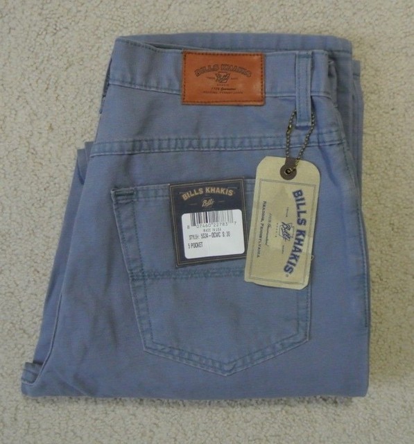 NWT Bill's Khakis 5S34-OCWC 5 Pocket Classic Fit Blue Gray Khaki Pants 30x32 | eBay