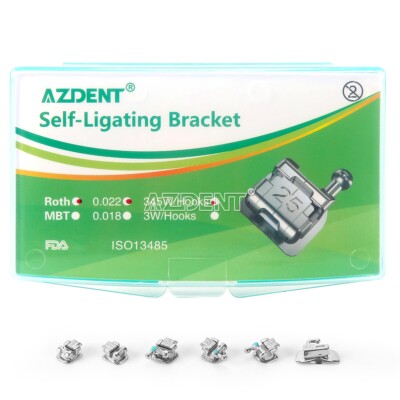 AZDENT Dental Active Self-ligating Brackets Mini Rot.022 345 Hooks W/Buccal Tube
