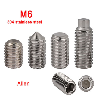 M6 Edelstahl Madenschrauben Gewindestifte Flachert/Spitze/Zapfen/Ringschneide