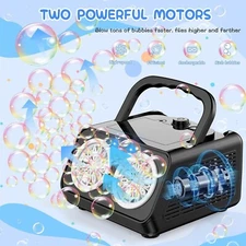 Automatic Bubble Machine Upgrade Bubble Blower w/2 Fans, Portable Bubble Maker