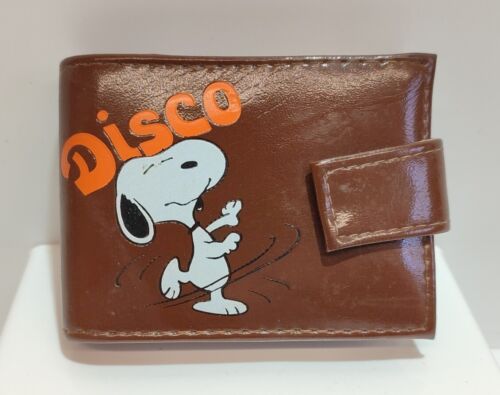 Vintage SNOOPY Bi Fold Wallet Snoopy & Woodstock 1965 Disco Friend Hong Kong  - Afbeelding 1 van 12