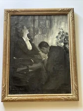 MASTERFUL ART DECO PAINTING PORTRAIT TOM WEBB LISTED ILLUSTRATION OIL NEW YORK