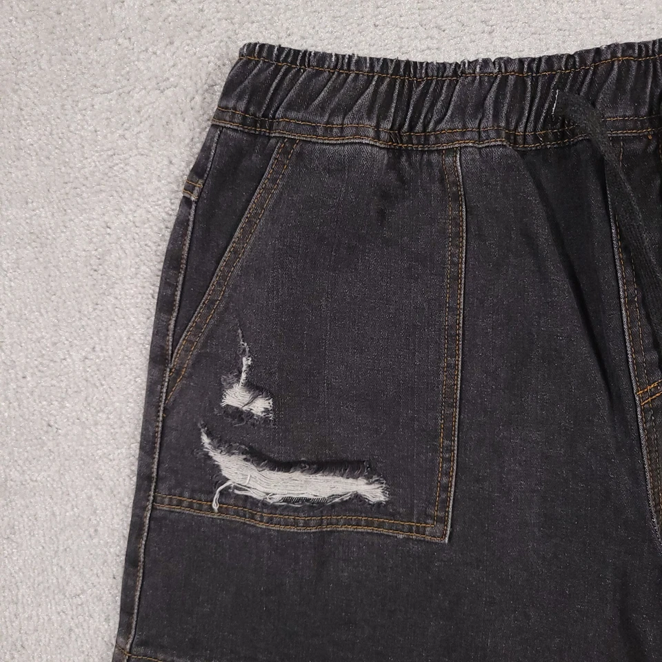 Pantalones Cortos Para Mujer Blanco Abedul 1X Desgastados Lavado Oscuro Cordón Cintura Elástica Foto 4 de 4