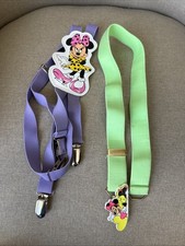 Vintage Minnie Mouse Suspenders And Belt. Elastic.  Green, Pink, Purple