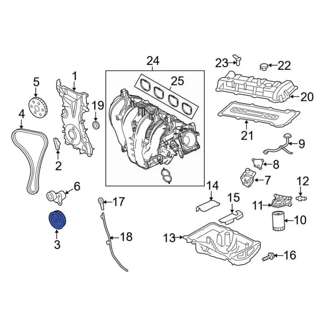 Polia de virabrequim de motor Ford genuína 2M5Z-6312-AA - Imagem 2 de 3