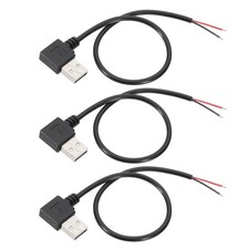 PATIKIL 1Ft USB 2.0 Male to 2 Pin Bare Wire Pigtail Cable, 3pcs 22AWG