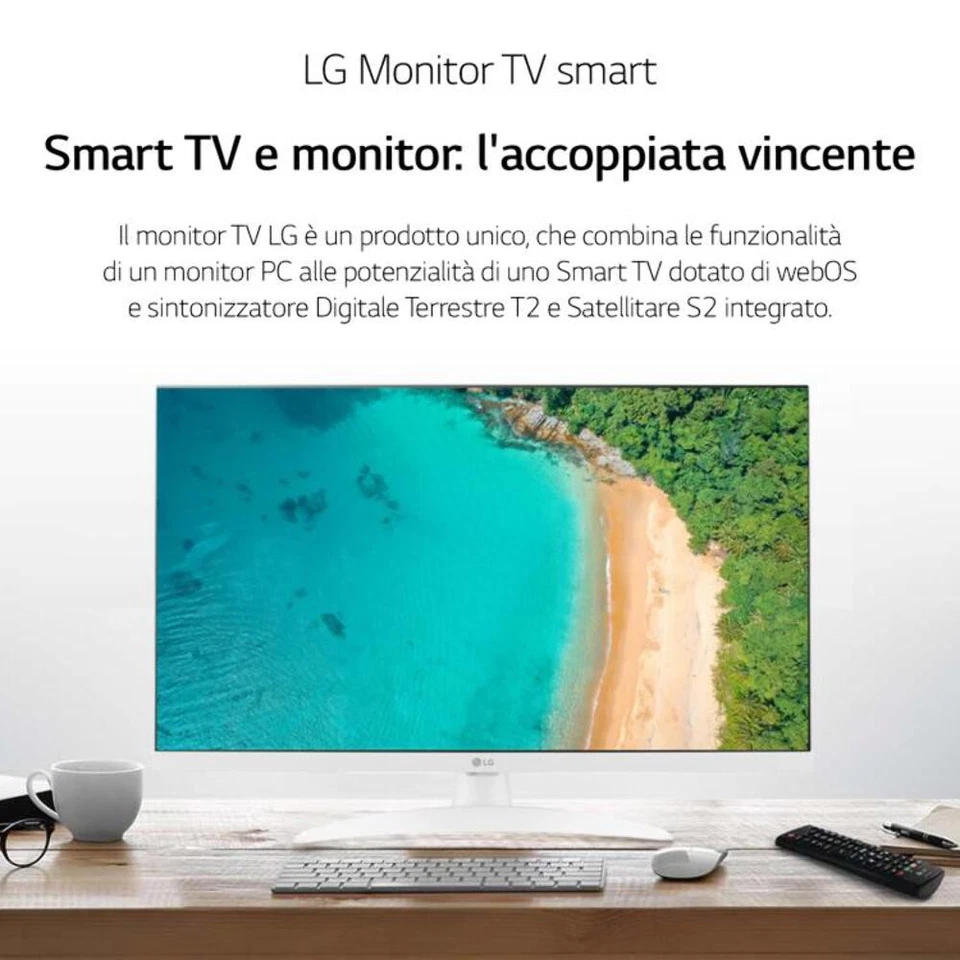Lg Smart Tv 27" Led Full Hd Monitor 27TQ615S-WZ Bianco Dvb/T2/S2 Wi-Fi Fhd Ips - Immagine 3 di 4