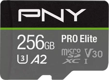 PNY - 256GB PRO Elite Class 10 U3 V30 A2 microSDXC Flash Memory Card