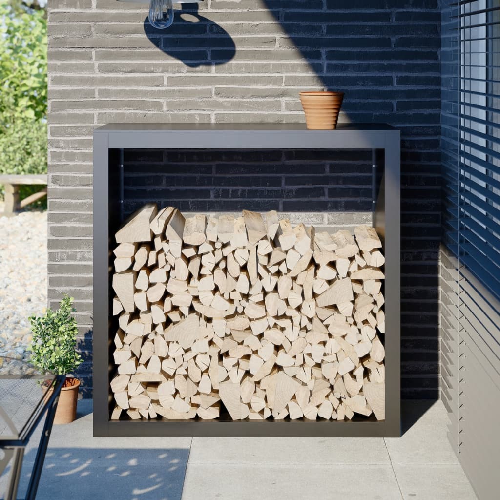 Rastrelliera per Legna da Ardere Antracite 100x40x100cm Acciaio 2805538