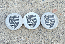 Porsche 911 944 928 Wheel Center Cap Metal Silver With Black Insignia Genuine Oe