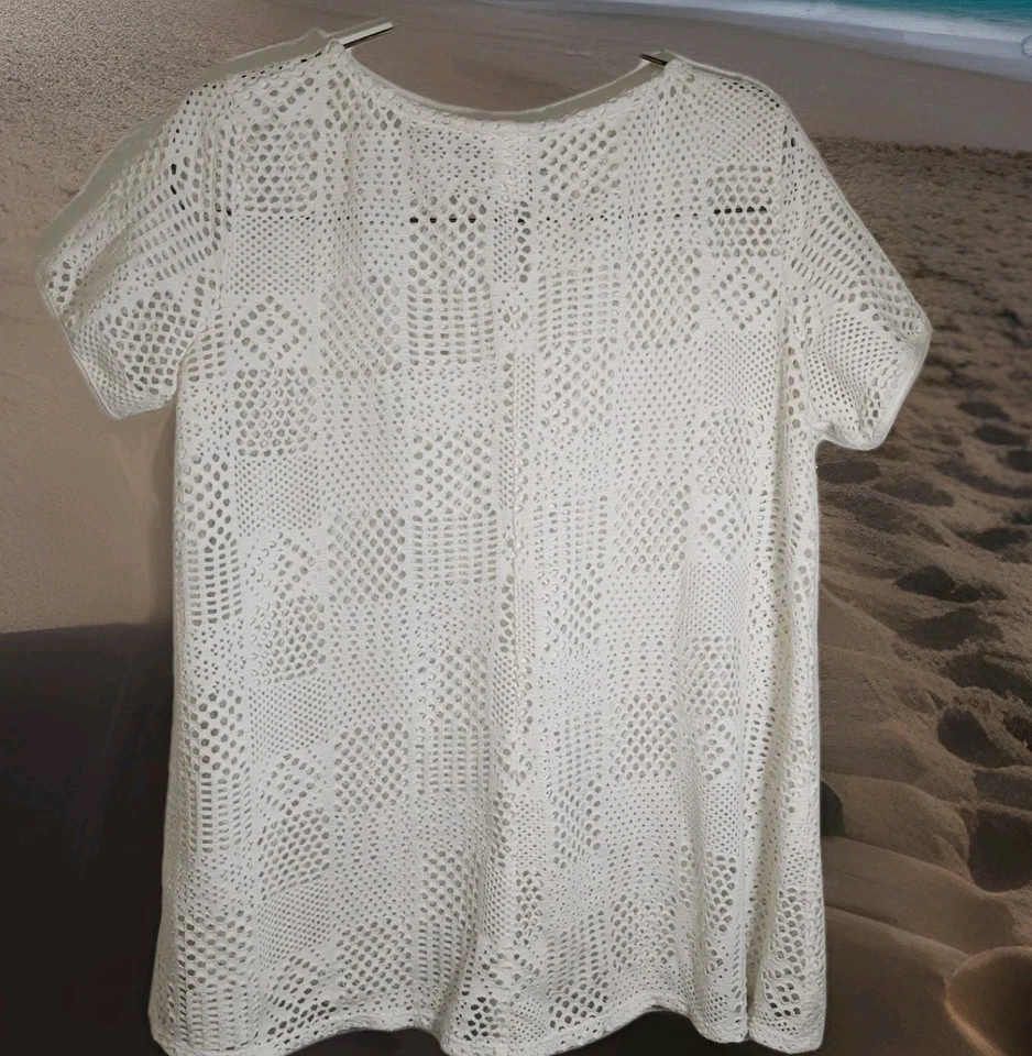 🏖️Dotti белый пляж купальный костюм прикрыть верхний открытый трикотаж галстуки у бассейна женщин XL - Изображение 2 из 4