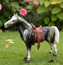 Vintage Plastic Black Horse Figure Hong Kong Harold Warp 6" Toy