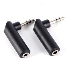 Right Angle 90Degree 3.5mm 3Pole Audio Stereo Male to Female Extension AdapterAP