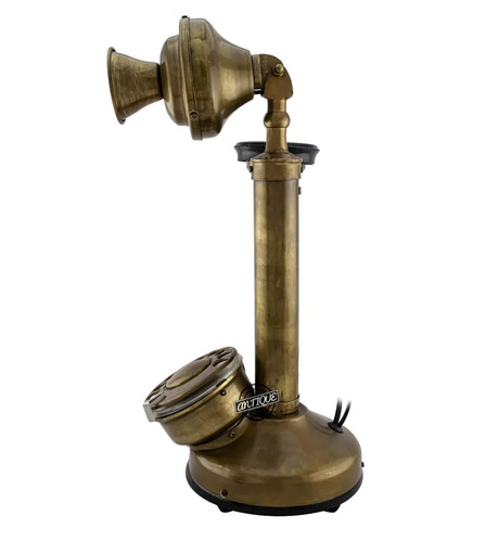 Messing Kerzenständer Vintage Telefon Dreh Wählscheibe Antik Stationstelefon Wohndeko - Bild 6 von 8