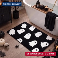 Black Ghost Bathroom Rug Spooky Halloween Bath Mat, 24 x 16 Inch